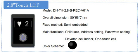 2.8 Inch Small Home Elevator Touch Lop Black Lift Elevator Operation Panel