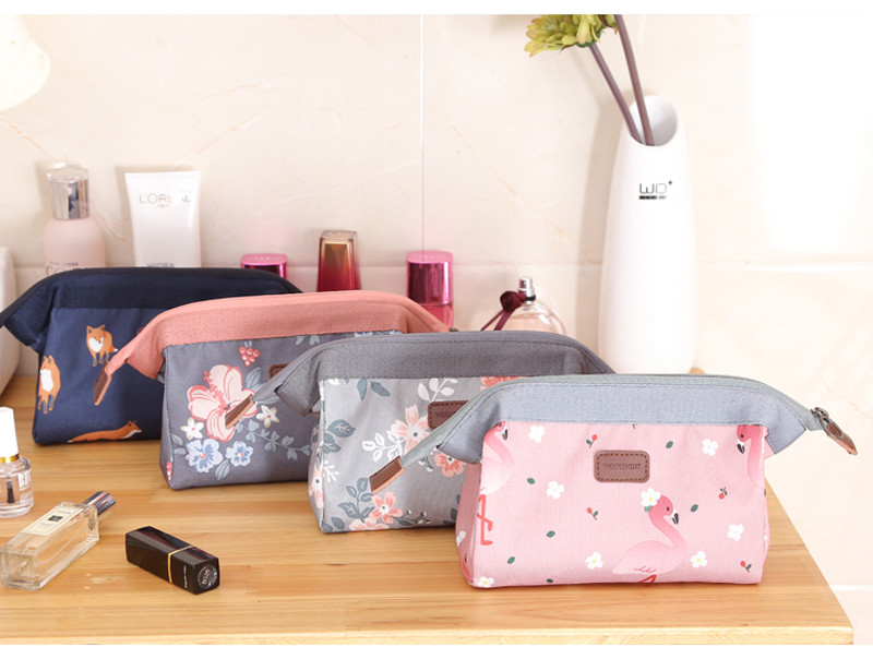 Hot Selling Multi-Function Pink Printed Korean Toiletry Wash Zipper Bag