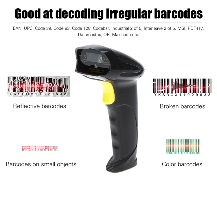 Bi Directional Laser 1D Barcode Scanner Handheld For Warehouse Library Supermarket