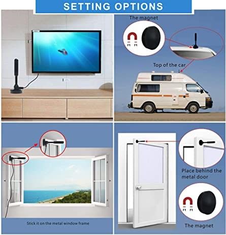 HDTV 590mm Magnetic Base Antenna Setting On RV Vehicle Home For TV