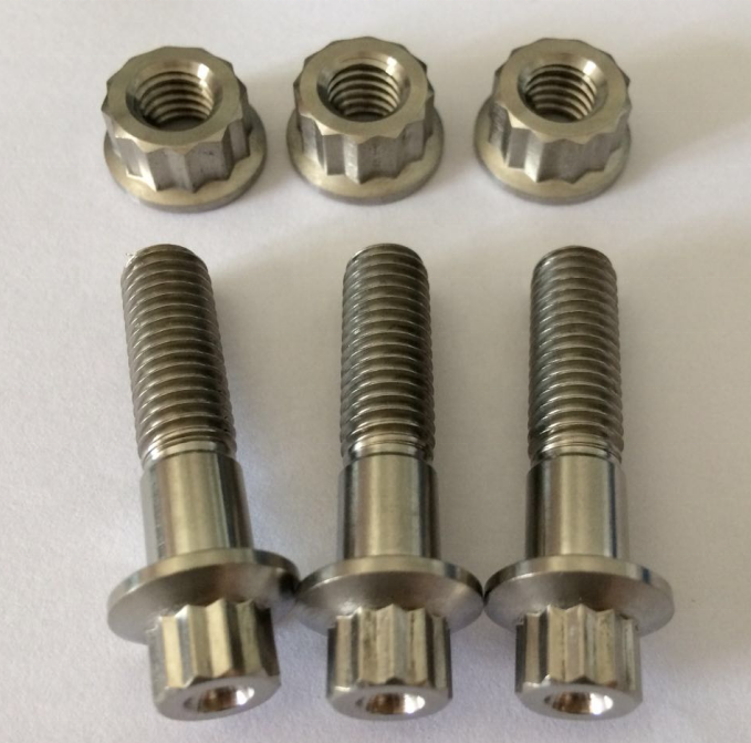 Natural Finish GR5 Grade Titanium Bolt M8 x1.25x 32MM 12 Point Flange Bolt for Chemical Plants