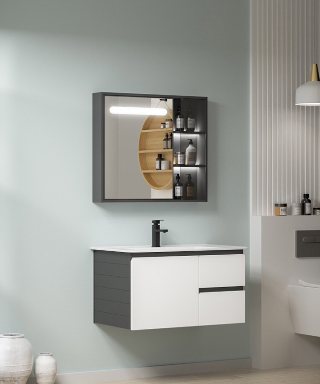 T&F Bathroom Vanity Units , Space Saving Vanity Cabinet With Mirror