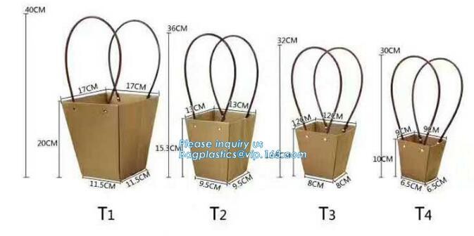 OEM Logo Printed Paper Packaging Bag Custom Good Quality Flower Carrier Bag,Art Paper Flower Carrier Bag Shopping Bags W