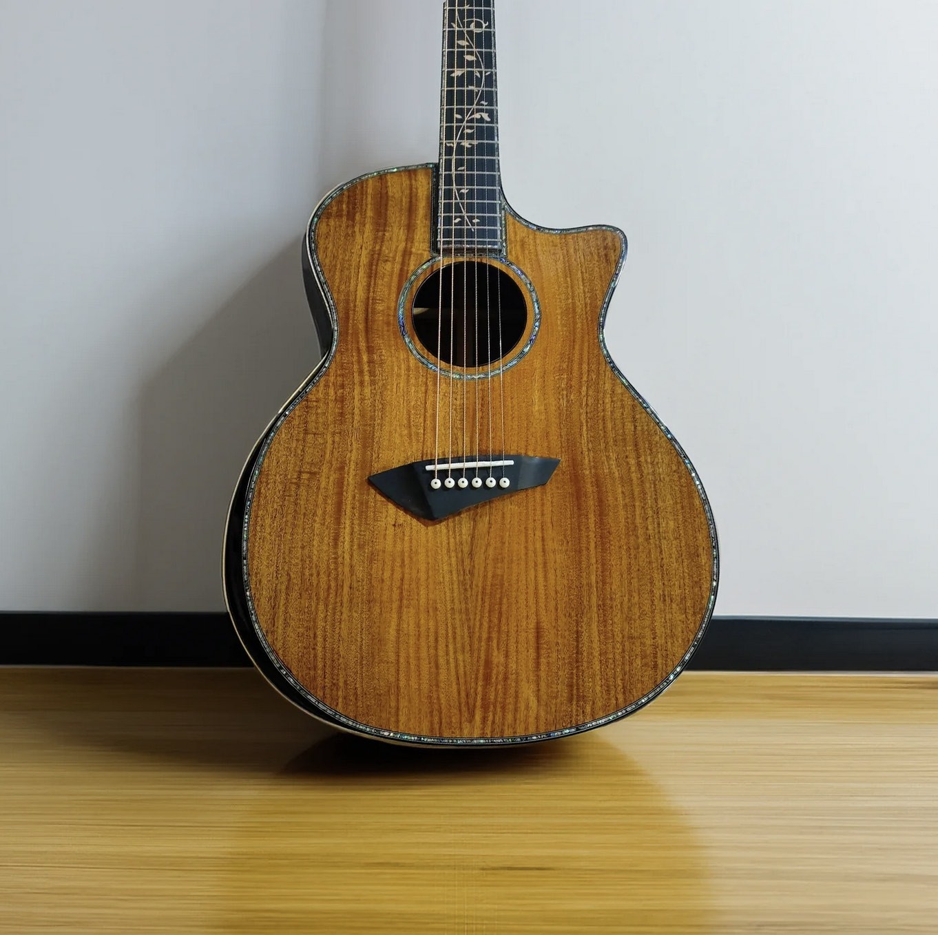 Custom GA 40" Natural Solid KOA AAAAA Abalone Binding Acoustic Guitar