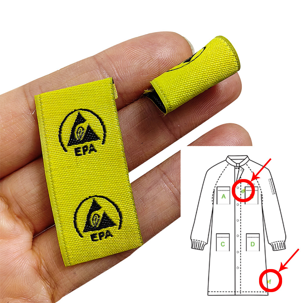 ESD Antistatic EPA Warning Sign Embroidery Cloth Sticking Cleanroom Clothing Label Accessories