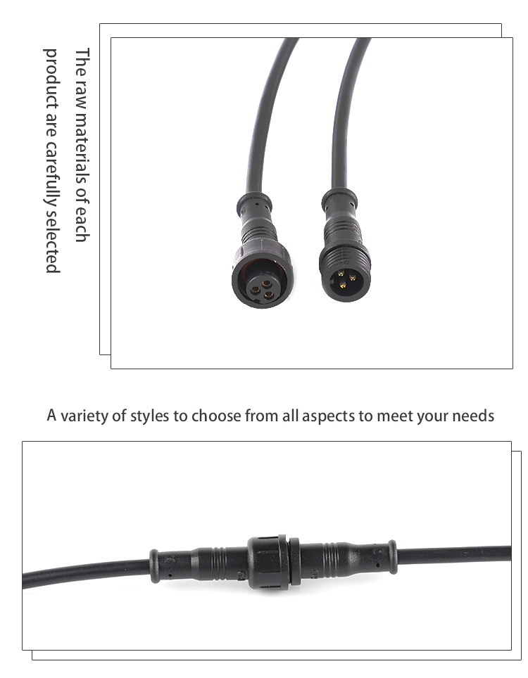 M11 Rubberized PVC Male And Female Outdoor Power Supply Cable Sheath Lighting LED Waterproof Cable