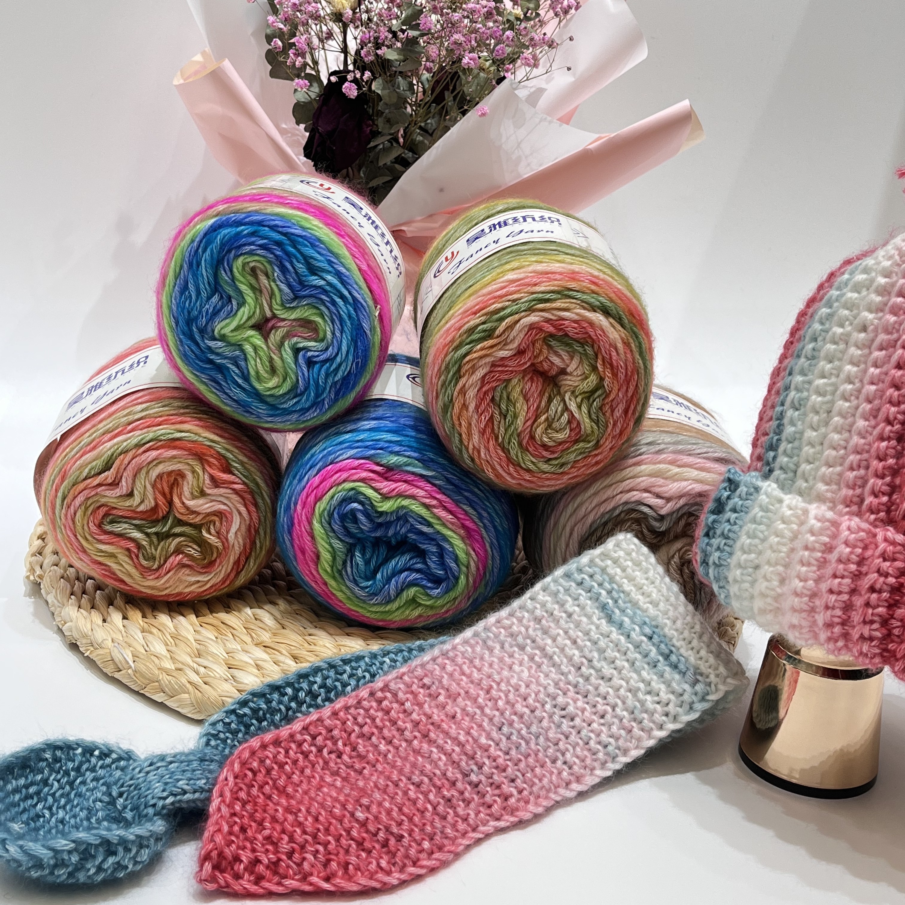 10% Wool 35% Cotton 55% Acrylic Yarn 1/2.3NM For Sweater Scarf Hat Hand Knitting