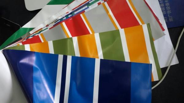 Striped Fire Retardant Tarpaulin PVC Laminates TL550 Hot Melt Coating High