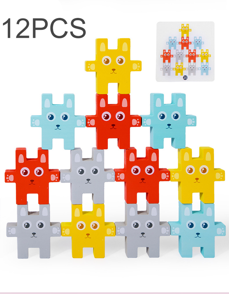 Children Montessori Animal Stacking Blocks Toys Rabbit Jenga Balancing Games
