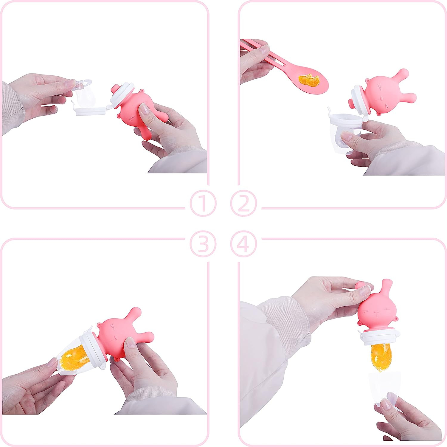 Anti Slip Silicone Food Teether Odorless Reusable Eco Friendly