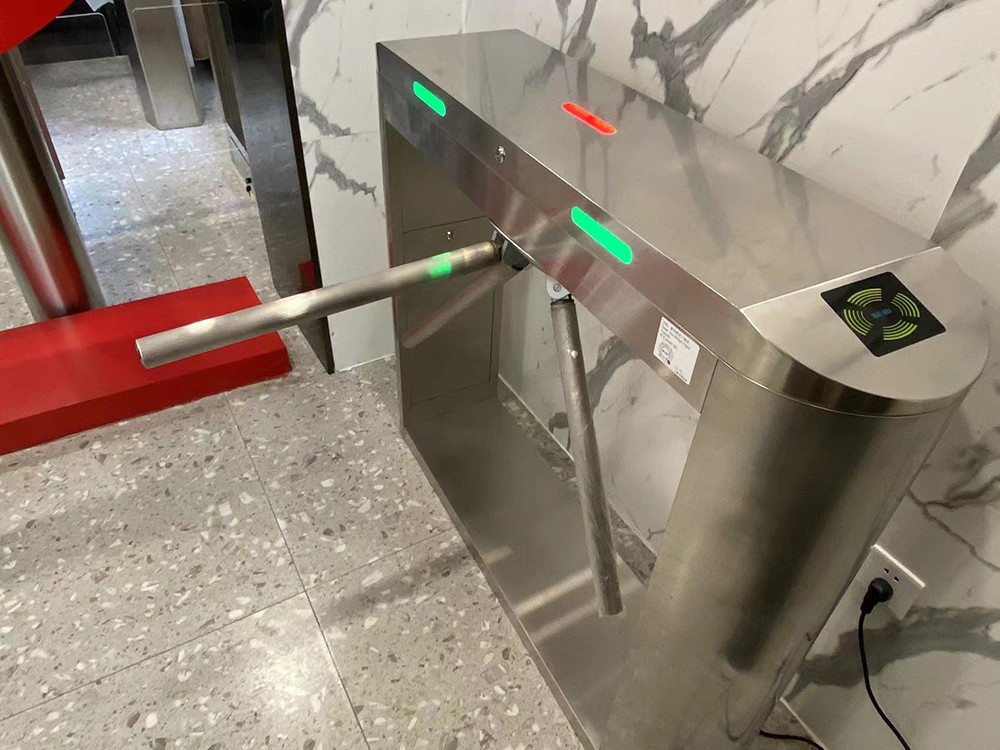 RS232 Security Turnstile Gate With Face Recognition Card System QR Barcode Reader