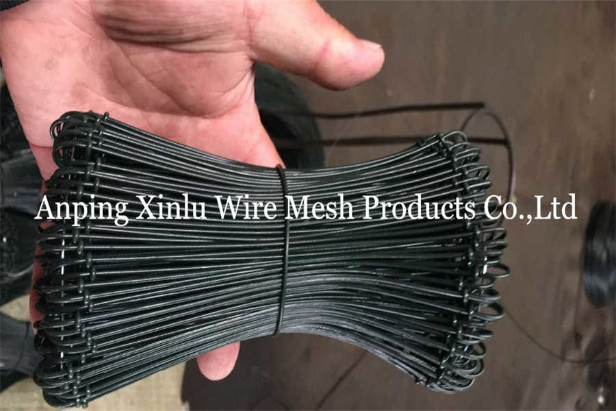 Garden Black Double Loop Bale Ties 10cm Length BWG20 Q235 PVC Coated Twin Loop Rebar Binding Wire