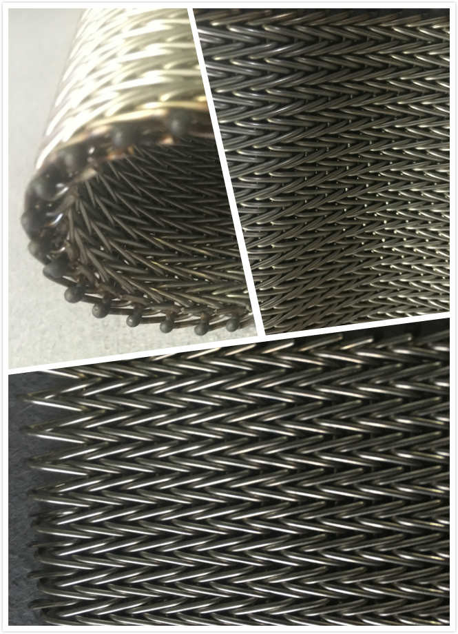 Herringbone Woven Wire Conveyor Belt , Balanced Weave Conveyor Belts Welded Edge