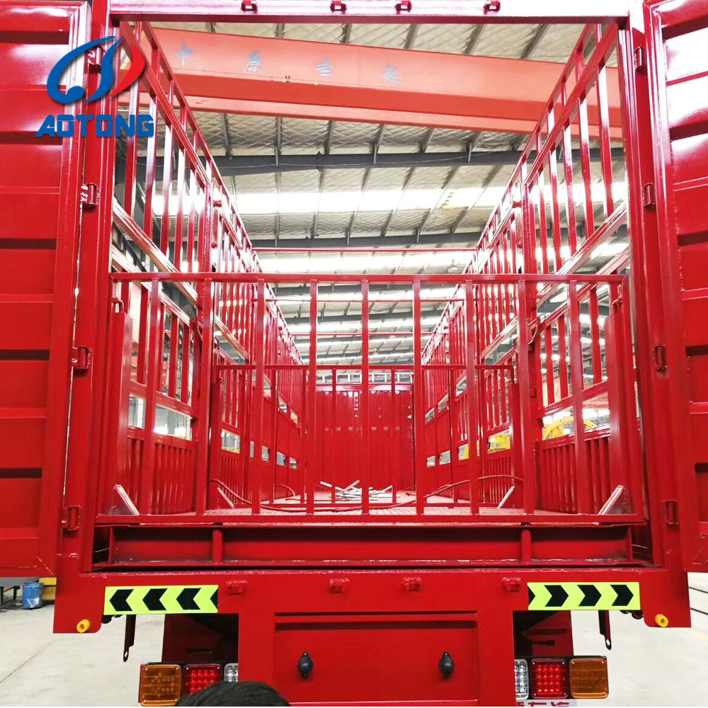 3 Axles 60 Tons Truck Open Cargo Flatbed Stake Fence Trailer with 2" JOST King Pin