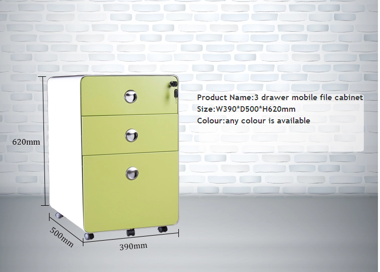 Luoyang factory sale 3 drawer mobile filing cabinet office specific use metal mobile