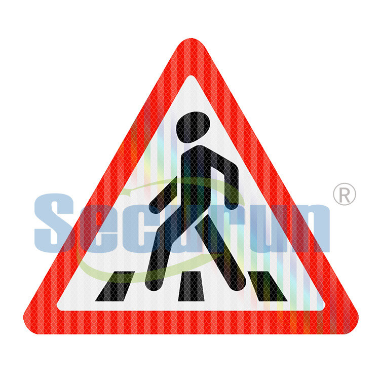 1.5mm Triangle Custom Reflective Sign Pedestrian Crossing Road Ahead