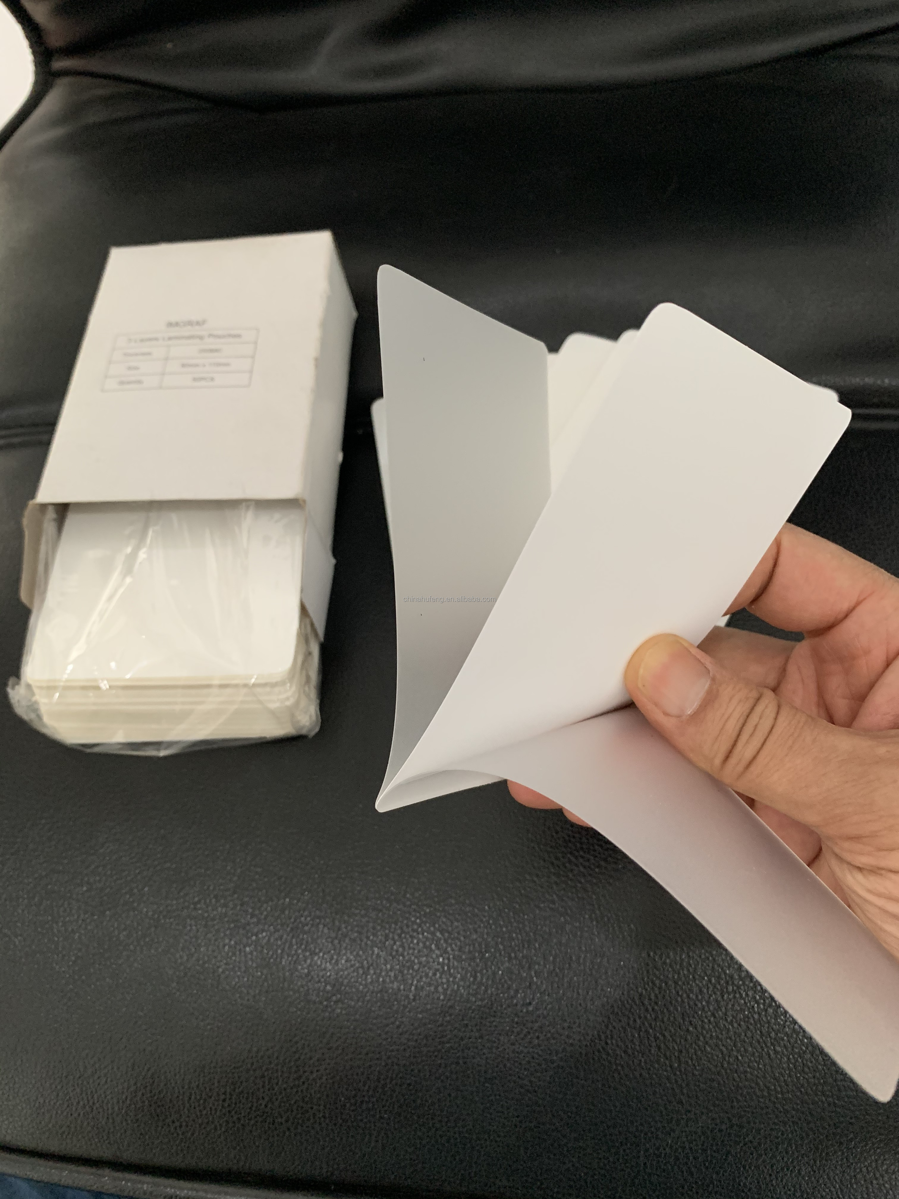 54x86mm ID CARD three 3 layers laminating pouches with White Inserts lamination pouch film sheets suppliers from China