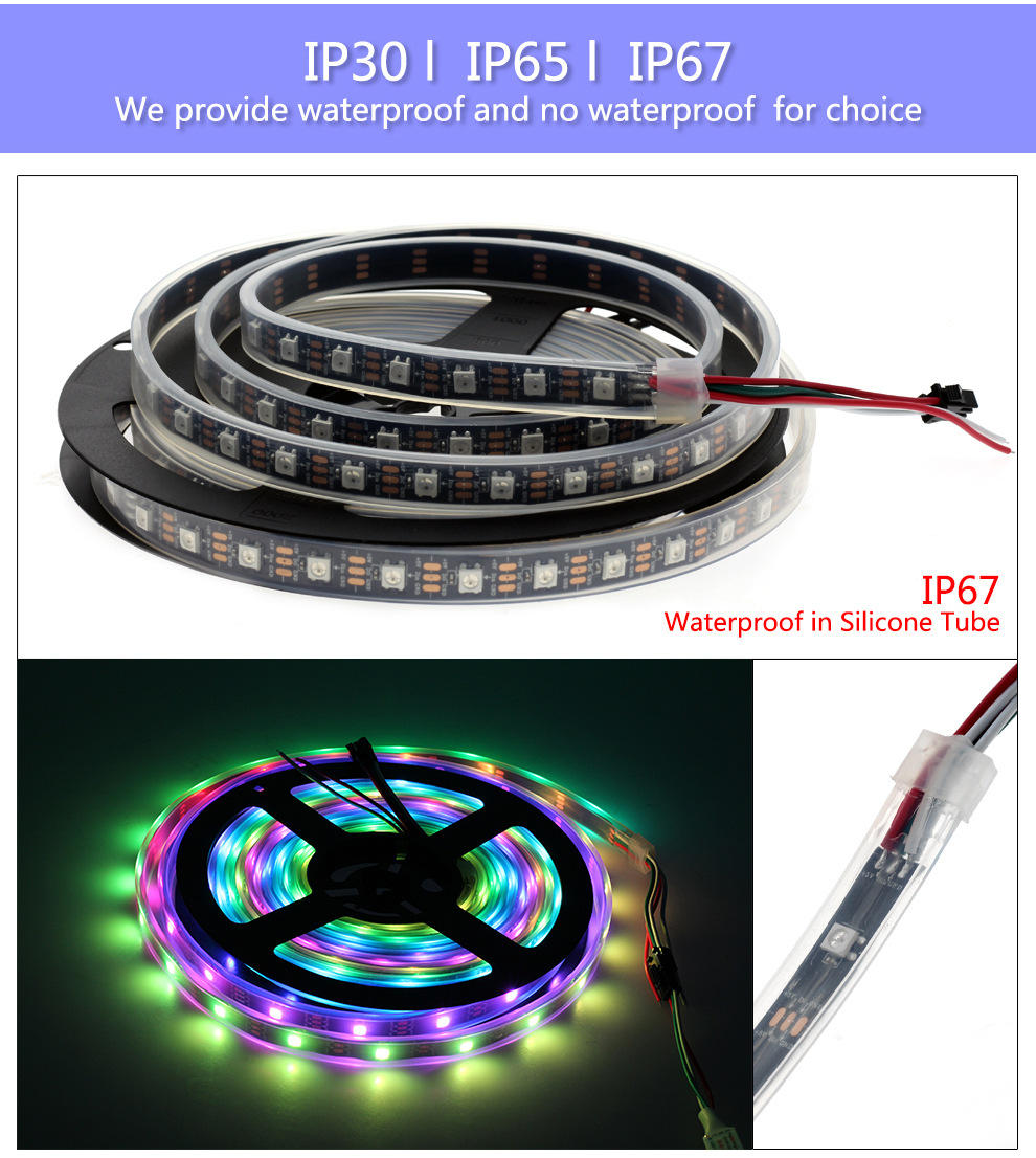 Ws2811 Ws2813 Self Adhesive LED Strip Rgbw Ws2812B Tape Light Black White