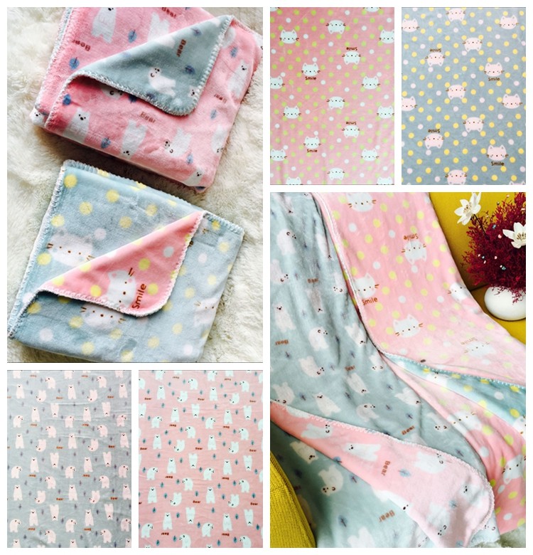 2018 All Season Coloful Flannel Baby Blanket 100*120cm 100% Polyester 150D 288F