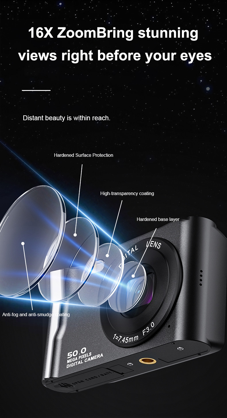 48MP Full HD Digital Video Camera Built-in Fill Light for Low Light Settings 32GB Storage Capacity