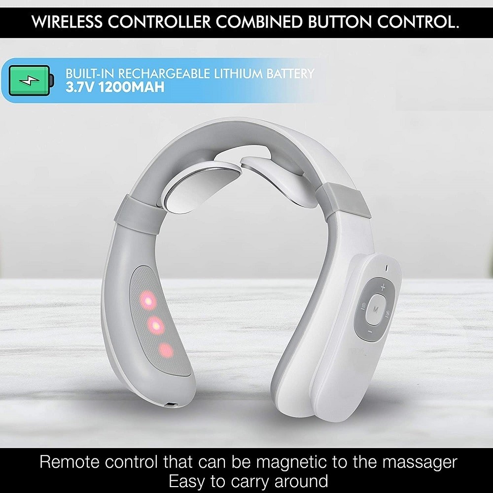 Skin Friendly EMS Wireless Neck Massager TENS Pulse Red Light Therapy OEM ODM
