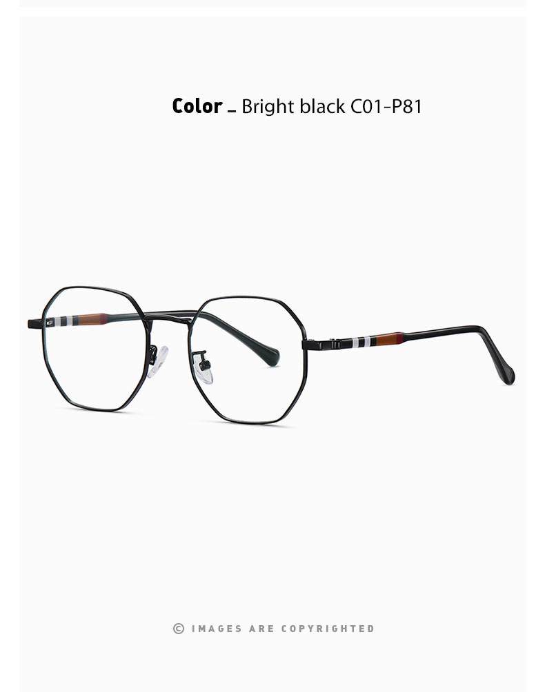 Polygon Acetate Metal Glasses With Anti Glare For Computer Men