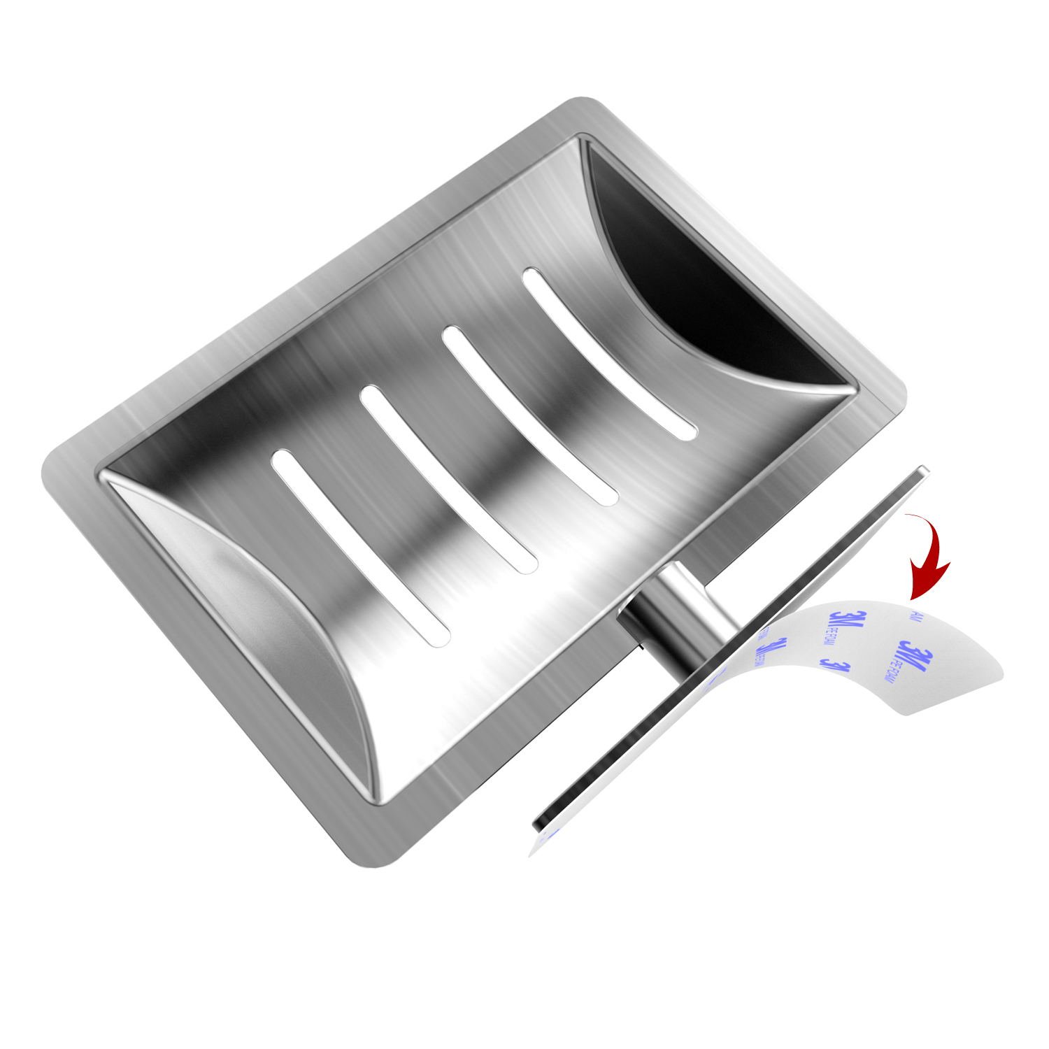 Chrome Adhesive Sove Bathroom Soap Holder Matt Stainless Steel Soap Tray