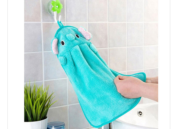 Cute cartoon kitchen super absorbent hanging towel non-hairing thick coral fleece towel