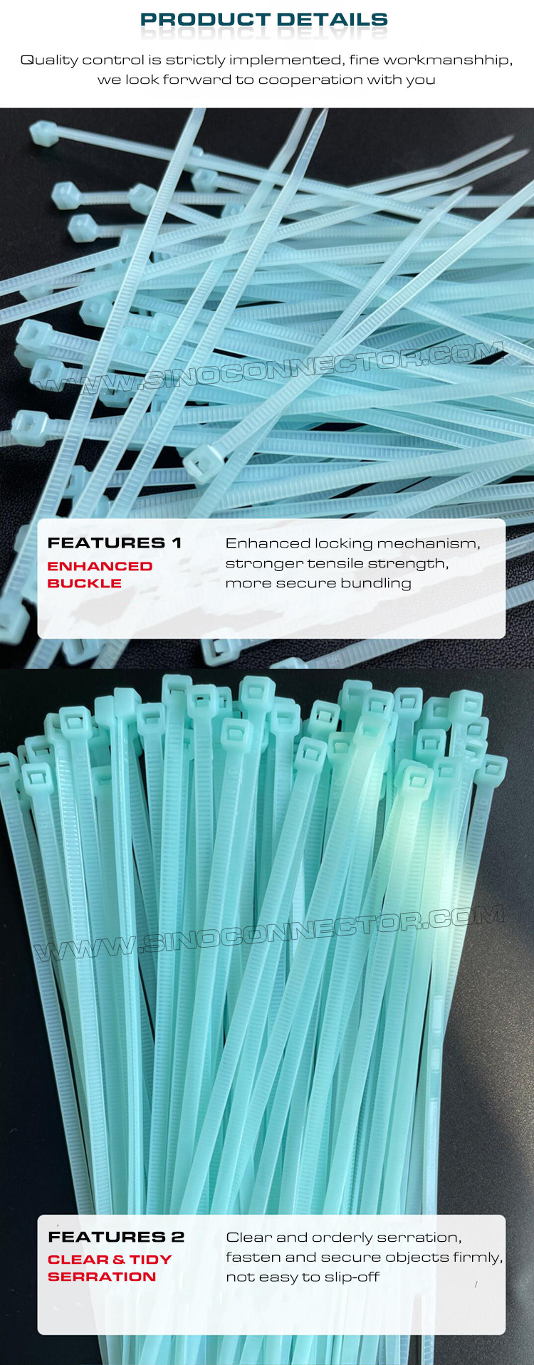 Heat Stabilized Plastic Cable Tie Strap Nylon 66 100mm x 2.5 (18 LBS), 130°C Temperature Resistant Cable Zip Tie Polyamide 66 for Harsh Environments