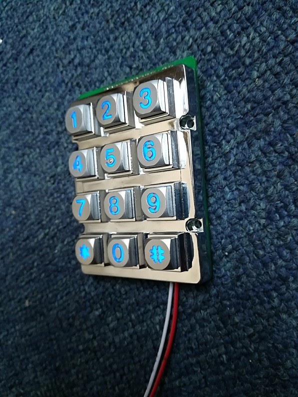 Chinese cheapest 3X4 matrix die cast keypad with back blue led lighting