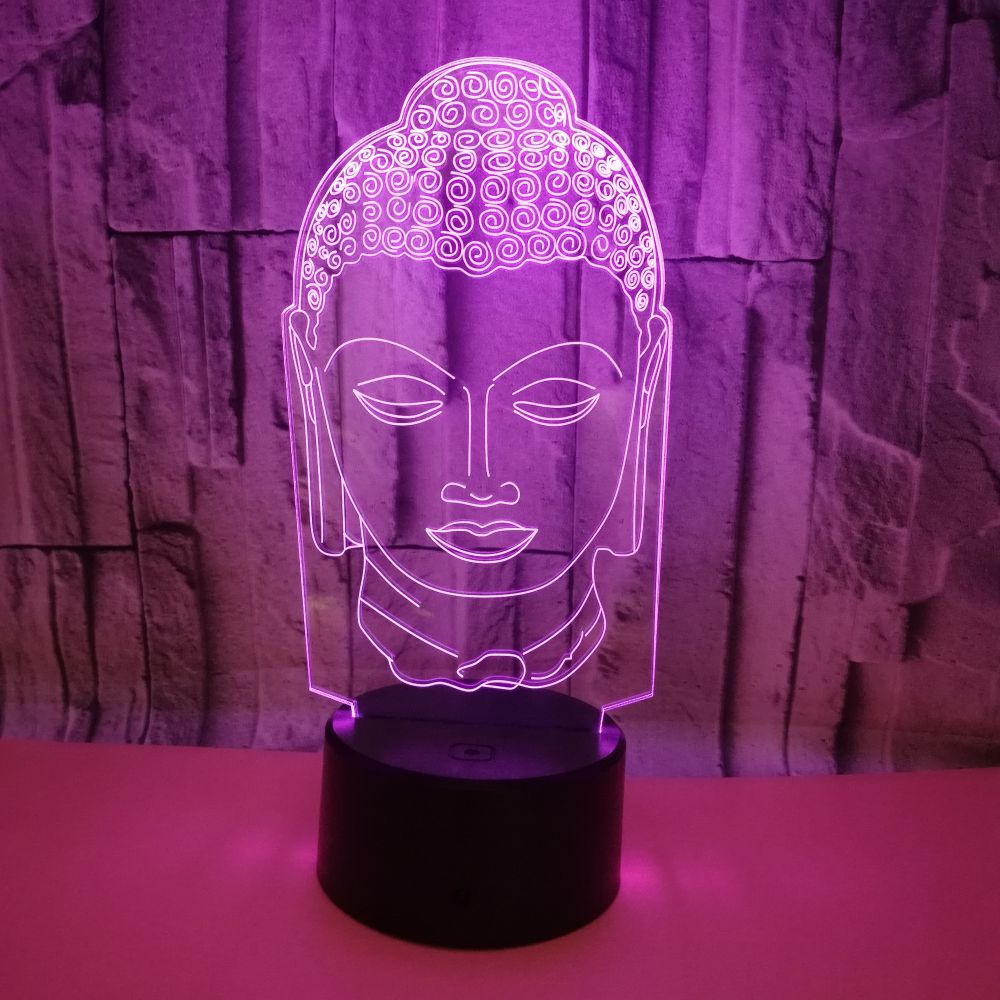 Gift custom Buddha image dimming 3D LED night lights creative kindergarten school bank Christmas gift 