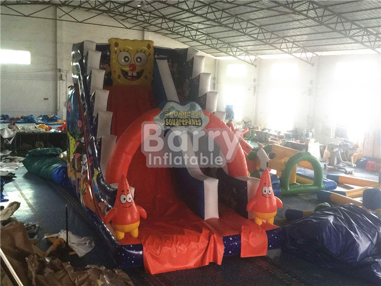 Professional Spongebob Commercial Inflatable Slide Fireproof For Kids Playground