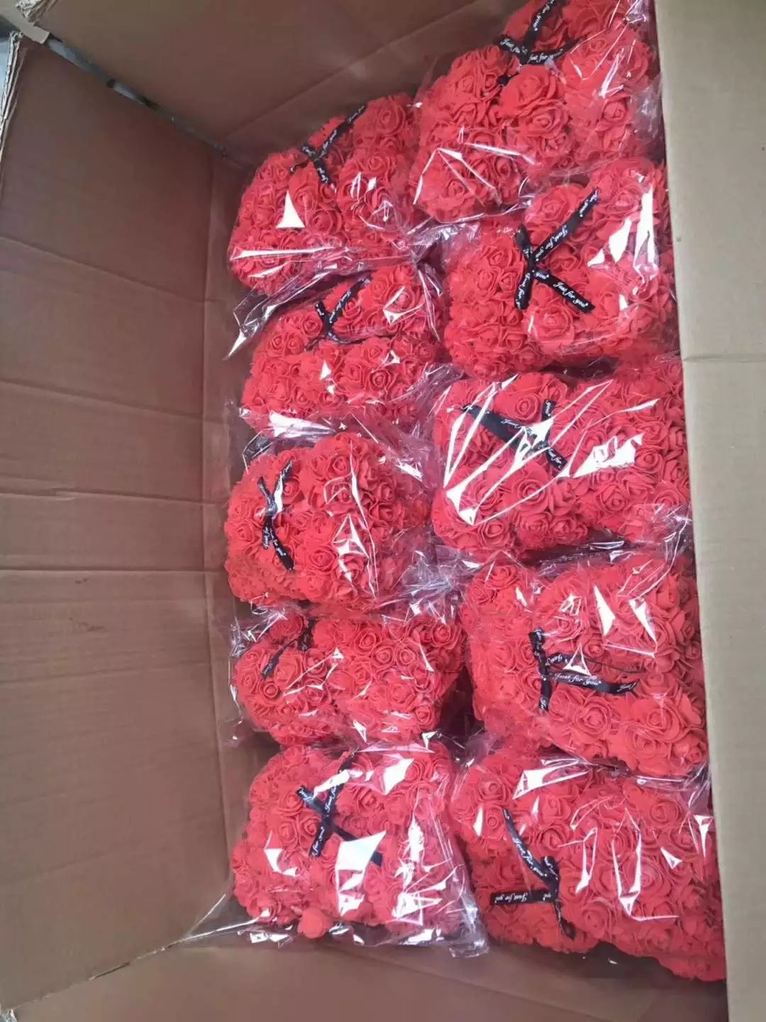Factory Export Direct 40cm Multicolor Rose Bear Custom Rainbow Rose Bear