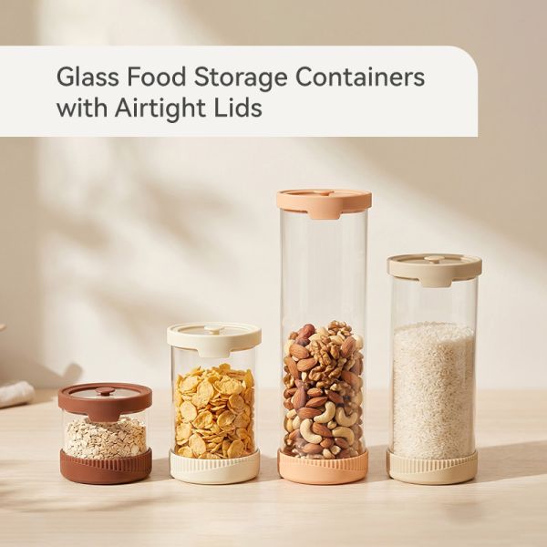 IKOO High Borosilicate Glass Canister with Tempered Glass Lid - 450ml to 2000ml