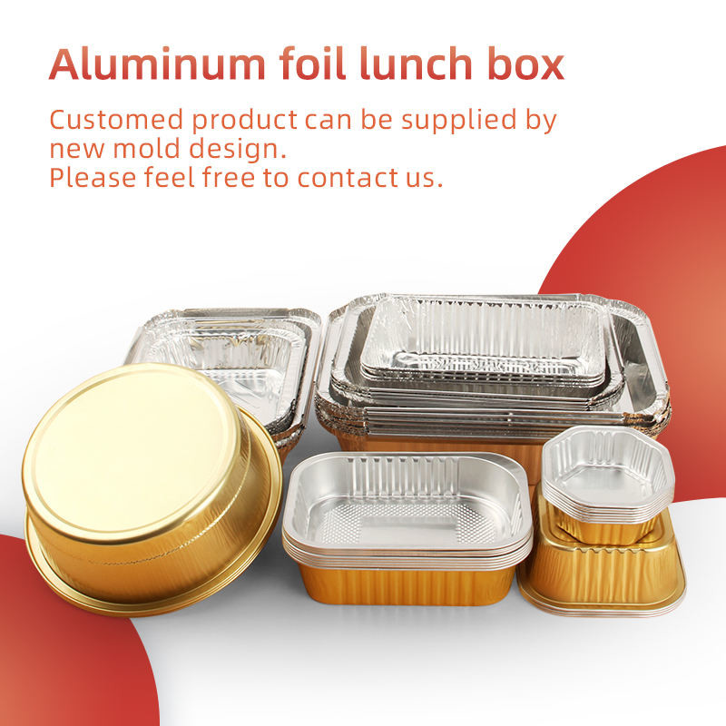 Custom Logo Silver/Gold Aluminum Foil Lunch Box Rectangular Shape Custom Food Package