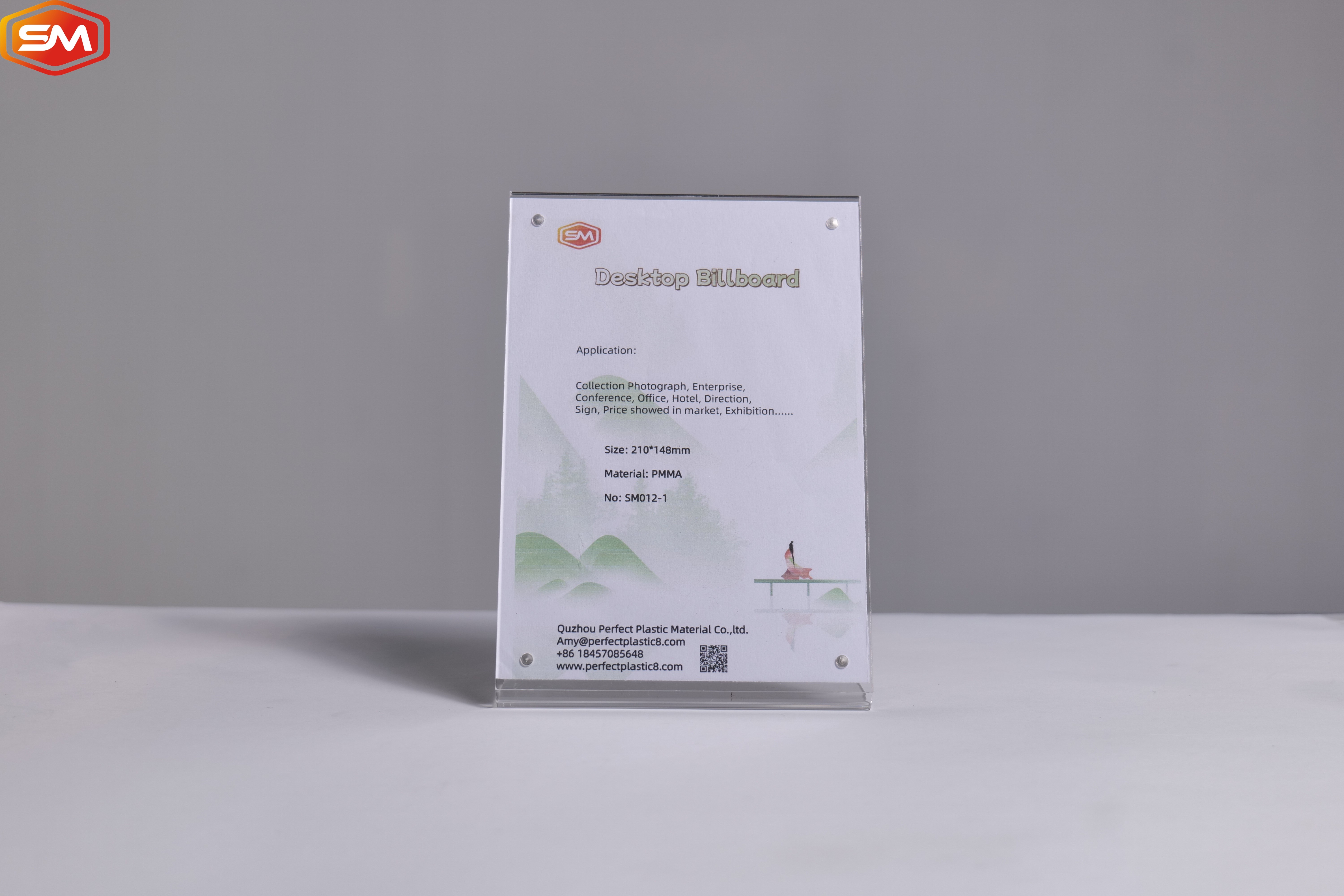 Vertical Type A4 A5 A6 Size L Shape Magnetic Acrylic Sign Holder Slanted Billboard
