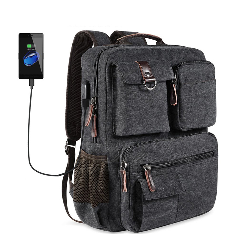 Vintage Canvas Laptop Backpack army rucksack
