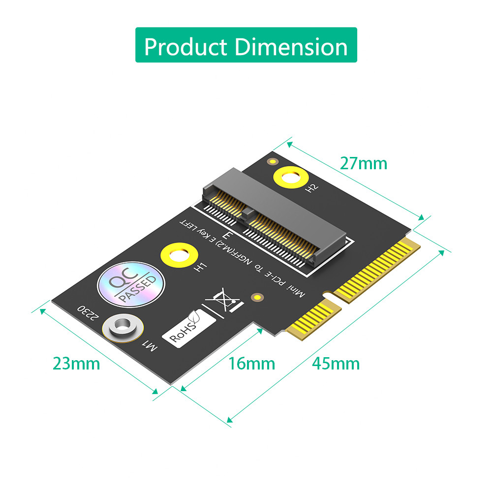 M.2 NGFF key E to Half-size Mini PCI-E Adapter for WiFi6 AX200, 9260, 8265 ,8260 ,7265 card and Y510P Model