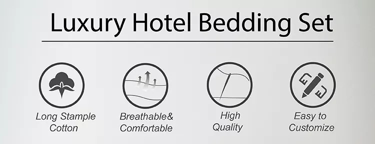 Custom Cotton Hotel Bedding Set with Percale European Style and Luxury Embroidery Logo