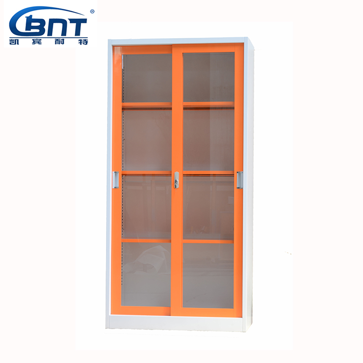 Bedroom Sliding Glass Cabinets Fast Assembly Two Doors Steel Storage Cupboard
