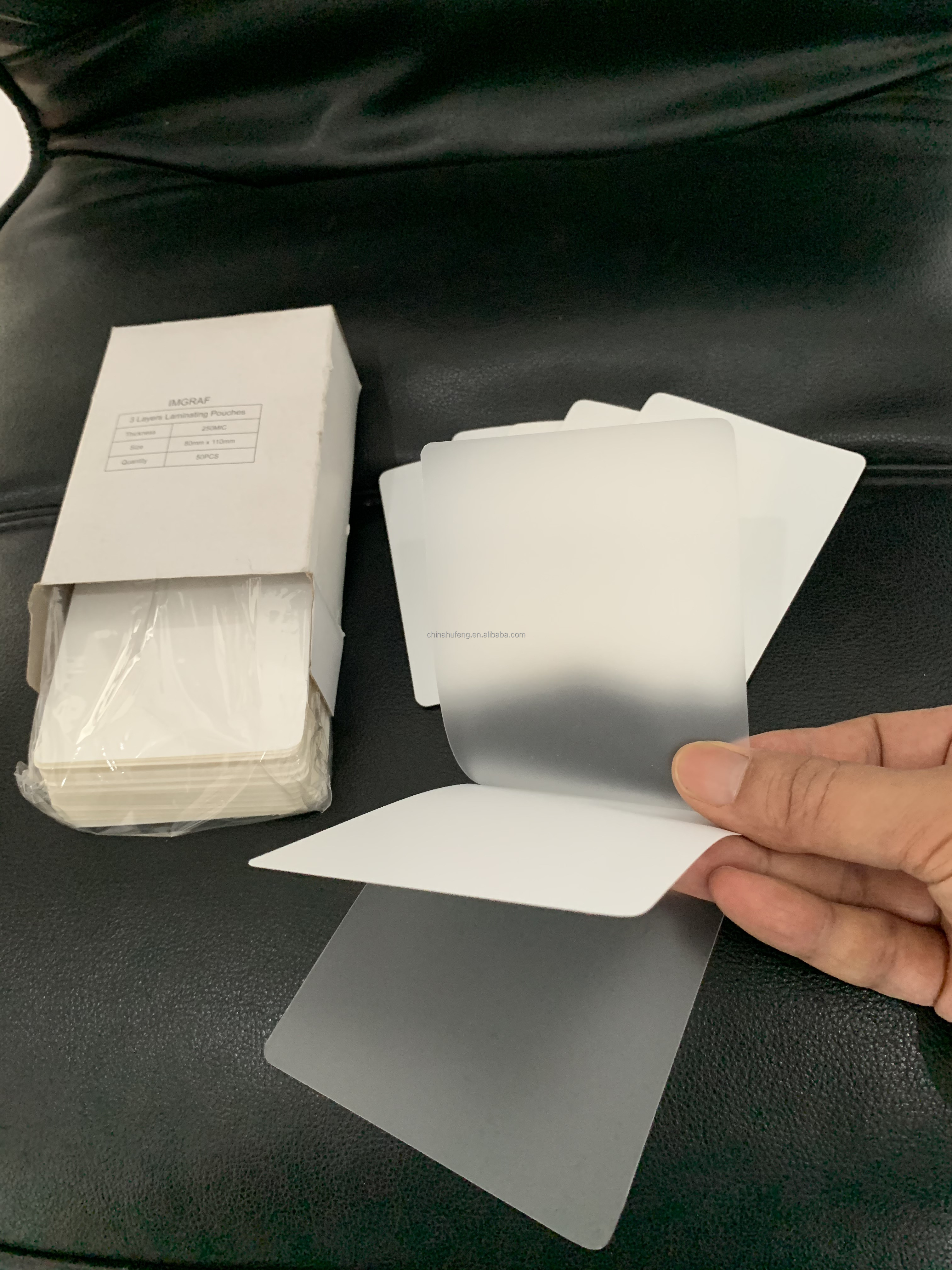 54x86mm ID CARD three 3 layers laminating pouches with White Inserts lamination pouch film sheets suppliers from China
