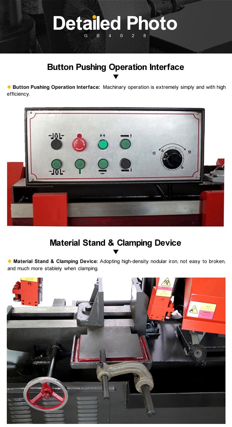 Semi Automatic Industrial Iron Precision Metal Steel Cutting Horizontal Metalworking Band Sawing Machine GB4028