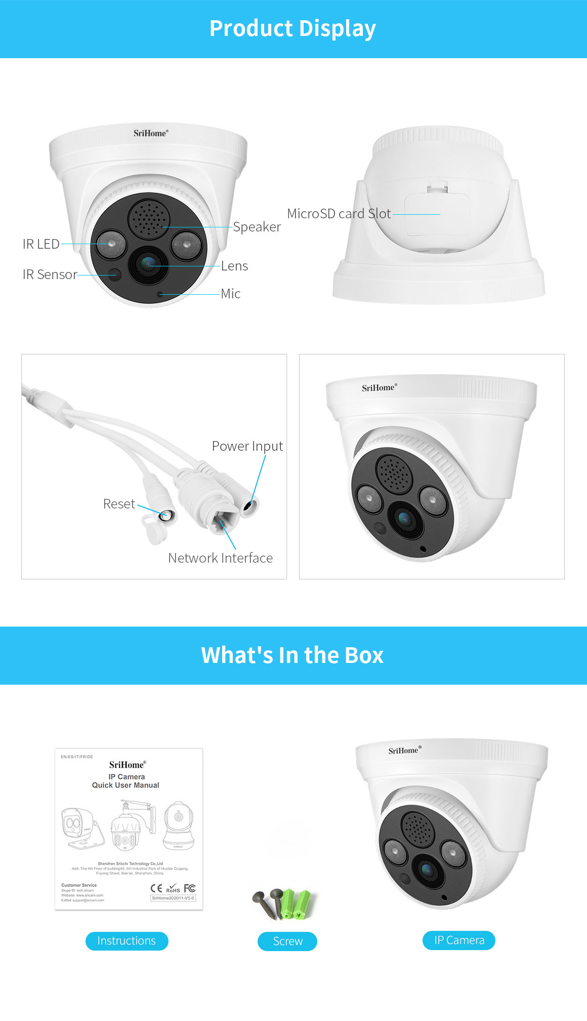 H.264 128G 4mm 2-Way Audio WiFi 2.4G&RJ45 Poe Powered Home Surveillance Security Camera And Cctv Camera System