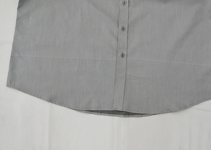 Grey Color Mens Oxford Work Shirts , Short Sleeve Button Up Work Shirts Anti Wrinkle