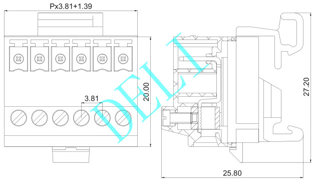 24-16AWG Terminal Block Connector DL2EDG-VK-XX-3.81 M2 Steel Zinc Plated Screw