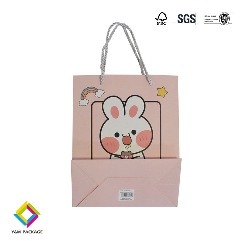 Cute Animal Paper Bags With Handle Custom Printed Paperboard