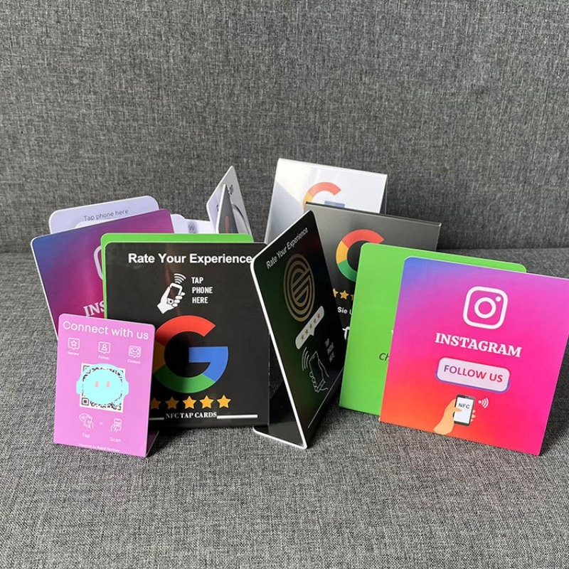 Custom QR Code Chip Google Review Stands NFC Social Media Business Cards Google Review Tap Cards
