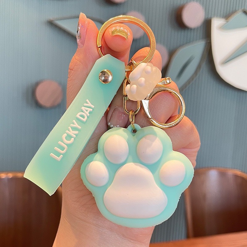 Cartoon Modeling Silicone Key Chain LED Flashlight Key Ring Handbag Bag Purse Pendant Key Holder