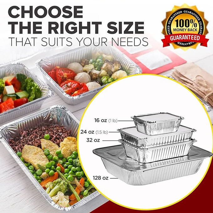 Custom Disposable Aluminum Foil Container And Lids Printing 450ml