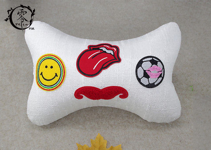 Custom Soft Velvet Car Headrest Pillow Winter Warm Filled With Silk Cotton Bone Shape Cushion